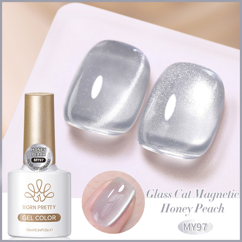 BORN PRETTY Mint Mambo Glass Beads Summer Crystal Cat Eye Gel Ice Transparent Polarized Cat Eye Nail Polish