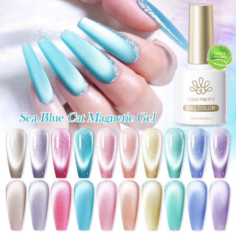 BORN PRETTY New Smurf Cat Eye Gel Aquamarine Cat Eye Nail Polish Gel Starburst Flash Therapy Gel