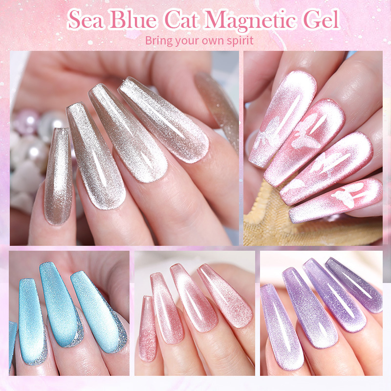 BORN PRETTY New Smurf Cat Eye Gel Aquamarine Cat Eye Nail Polish Gel Starburst Flash Therapy Gel