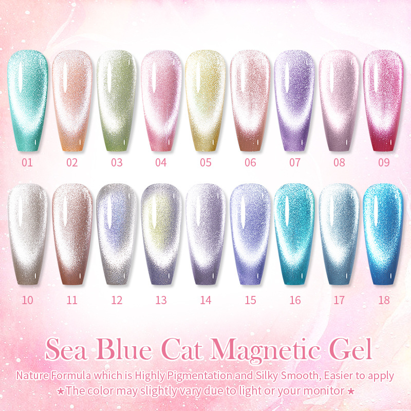 BORN PRETTY New Smurf Cat Eye Gel Aquamarine Cat Eye Nail Polish Gel Starburst Flash Therapy Gel