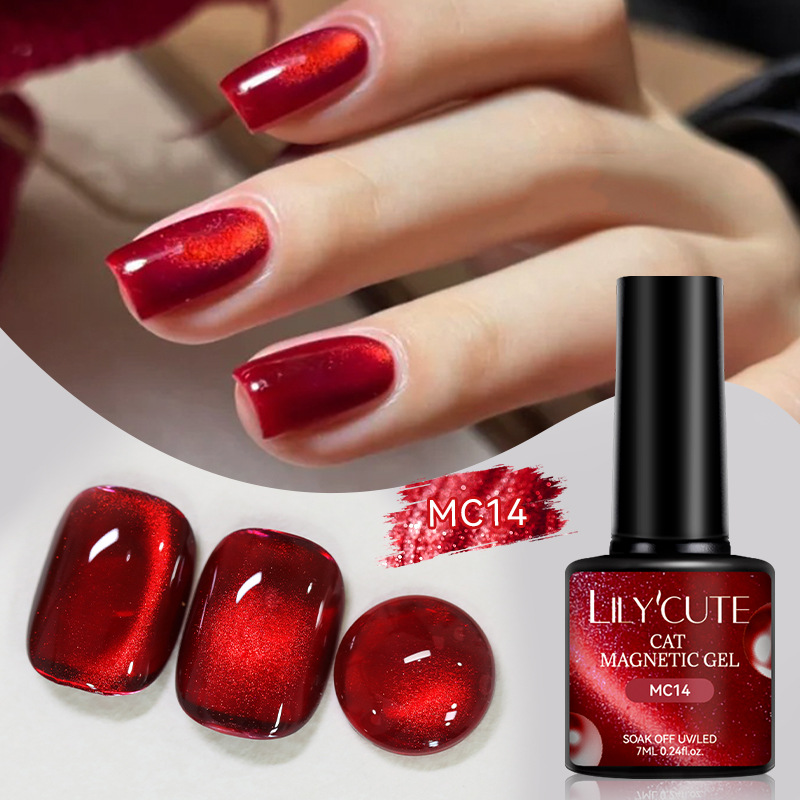 LILY CUTE new autumn and winter red cat eye nail polish burgundy polarized transparent nail polish phototherapy gel