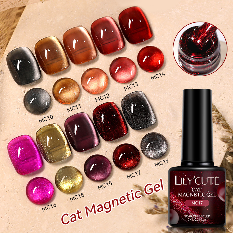LILY CUTE new autumn and winter red cat eye nail polish burgundy polarized transparent nail polish phototherapy gel