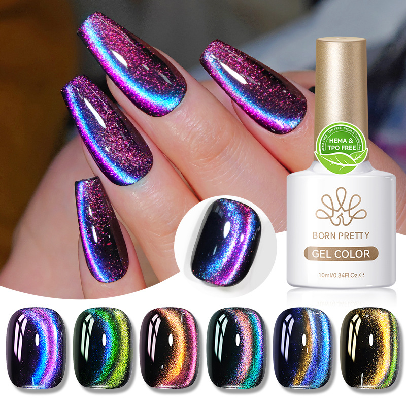 BORN PRETTY9D Cat Eye Nail Polish Magic Explosive Rainbow Cat Eye Treatment Gel Gradient Manicure Set