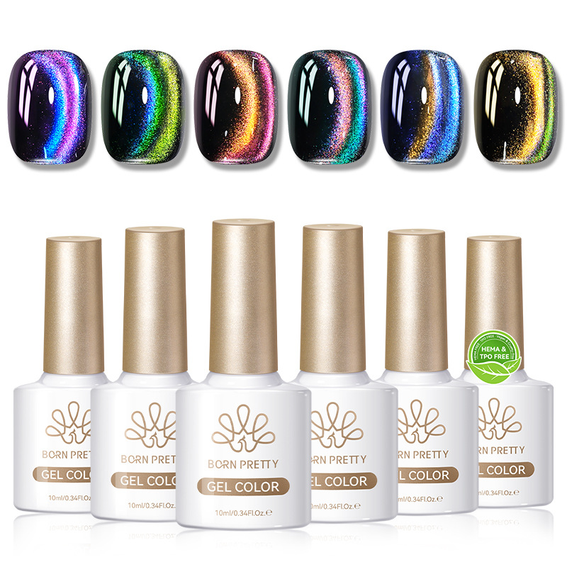 BORN PRETTY9D Cat Eye Nail Polish Magic Explosive Rainbow Cat Eye Treatment Gel Gradient Manicure Set