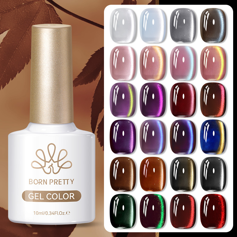 BORN PRETTY Ice Crystal Cat Eye Gel Nail Polish High Magnetic Translucent Red Brown Magnetic Nail Polish