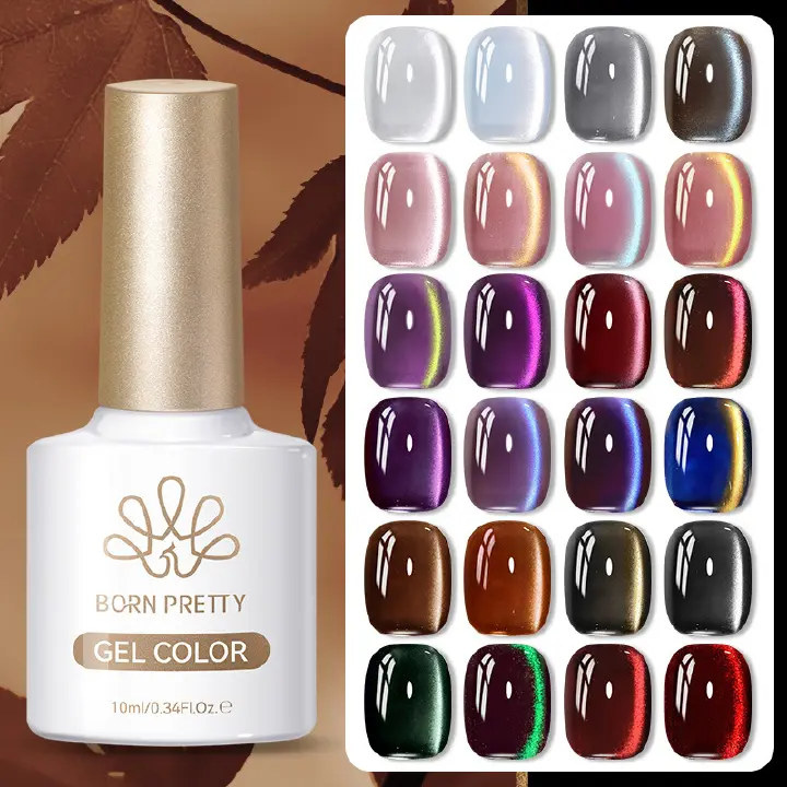 BORN PRETTY Ice Crystal Cat Eye Gel Nail Polish High Magnetic Translucent Red Brown Magnetic Nail Polish