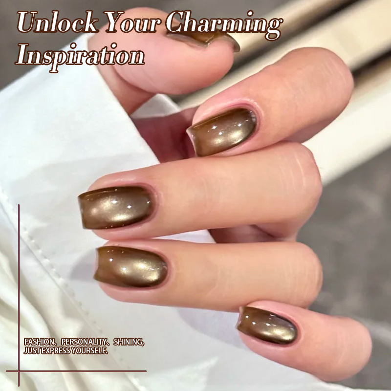 BORN PRETTY Ice Crystal Cat Eye Gel Nail Polish High Magnetic Translucent Red Brown Magnetic Nail Polish