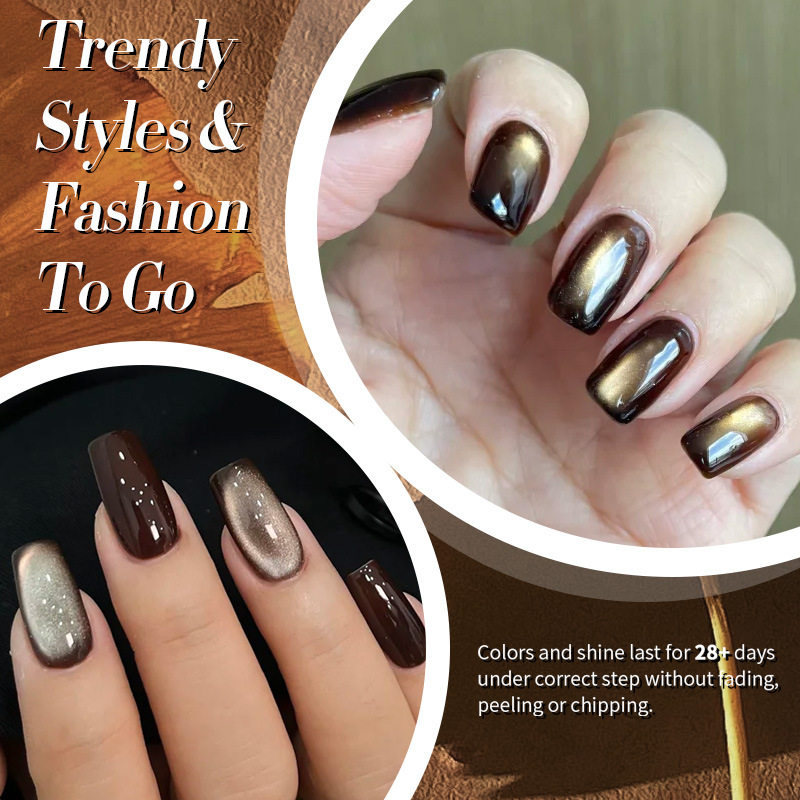 BORN PRETTY Ice Crystal Cat Eye Gel Nail Polish High Magnetic Translucent Red Brown Magnetic Nail Polish