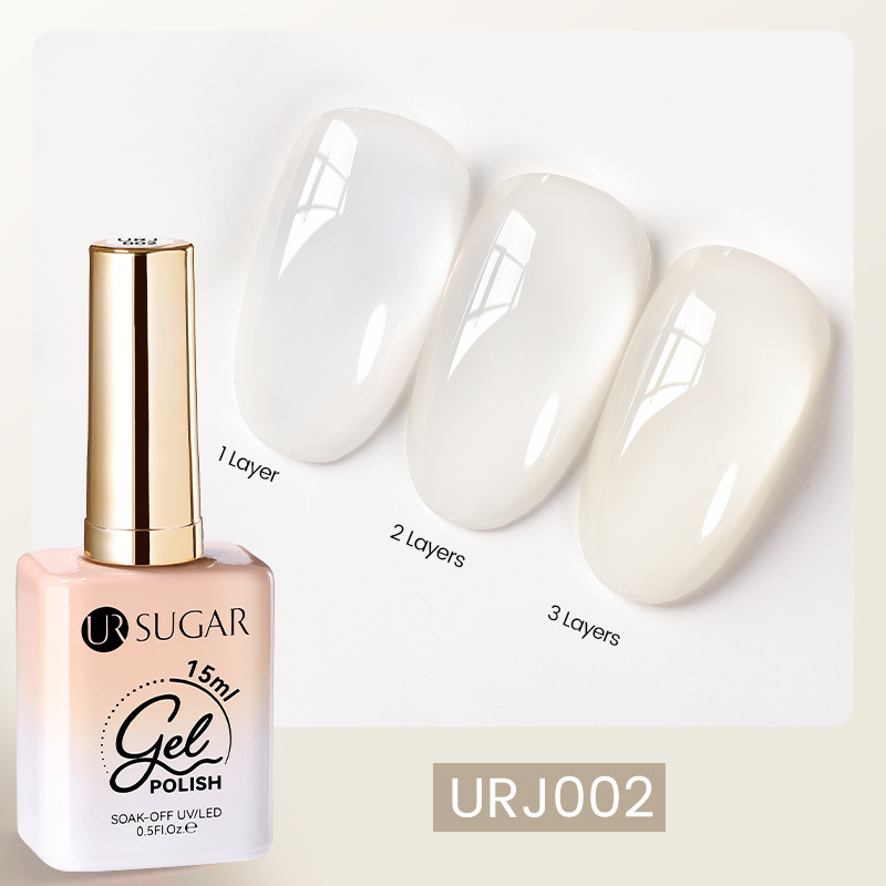 URSUGAR new 15ml glass bottle nail polish new ice transparent jade fat nude pink phototherapy nail polish