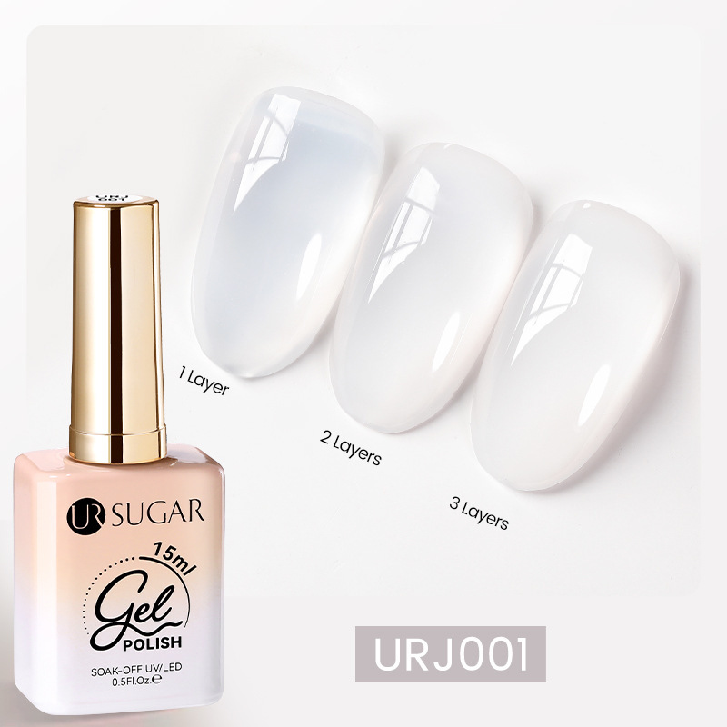 URSUGAR new 15ml glass bottle nail polish new ice transparent jade fat nude pink phototherapy nail polish
