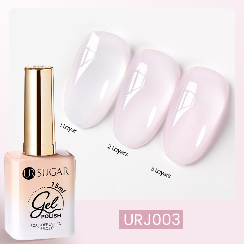URSUGAR new 15ml glass bottle nail polish new ice transparent jade fat nude pink phototherapy nail polish