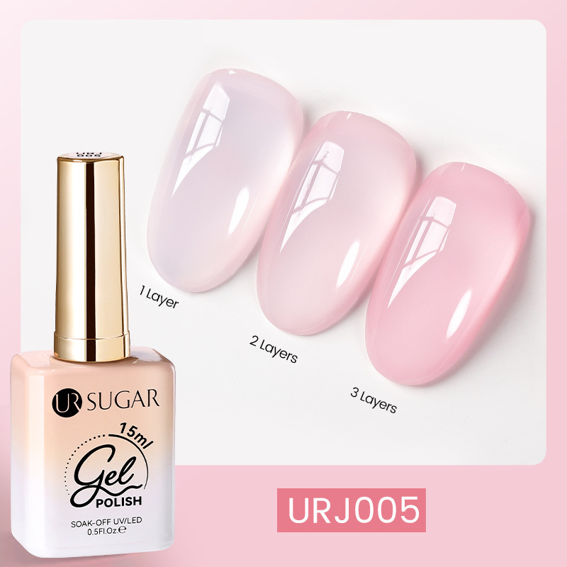URSUGAR new 15ml glass bottle nail polish new ice transparent jade fat nude pink phototherapy nail polish