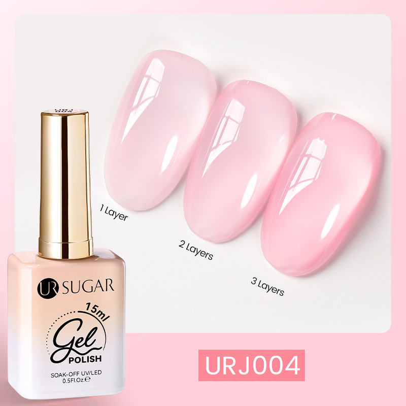 URSUGAR new 15ml glass bottle nail polish new ice transparent jade fat nude pink phototherapy nail polish