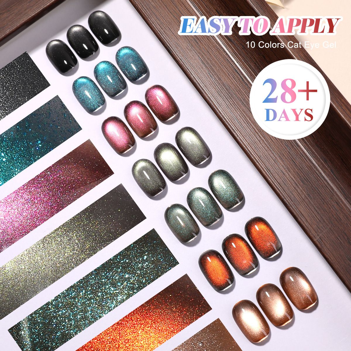 Hot-selling 10-color Ice-Permeable Cat Eye Gel Aurora Starry Sky Glass Beads Versatile Whitening Nail Polish Gel Set