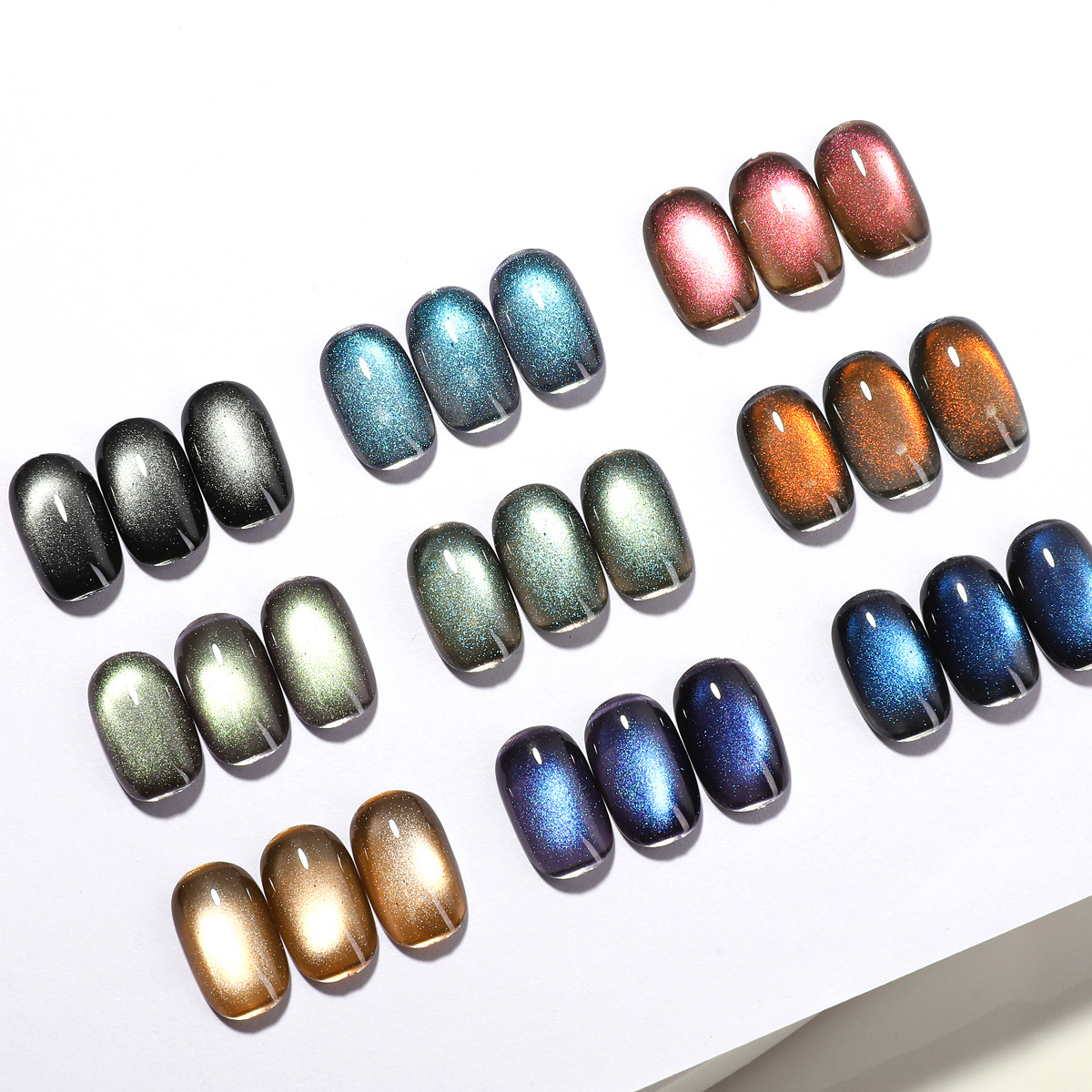 Hot-selling 10-color Ice-Permeable Cat Eye Gel Aurora Starry Sky Glass Beads Versatile Whitening Nail Polish Gel Set