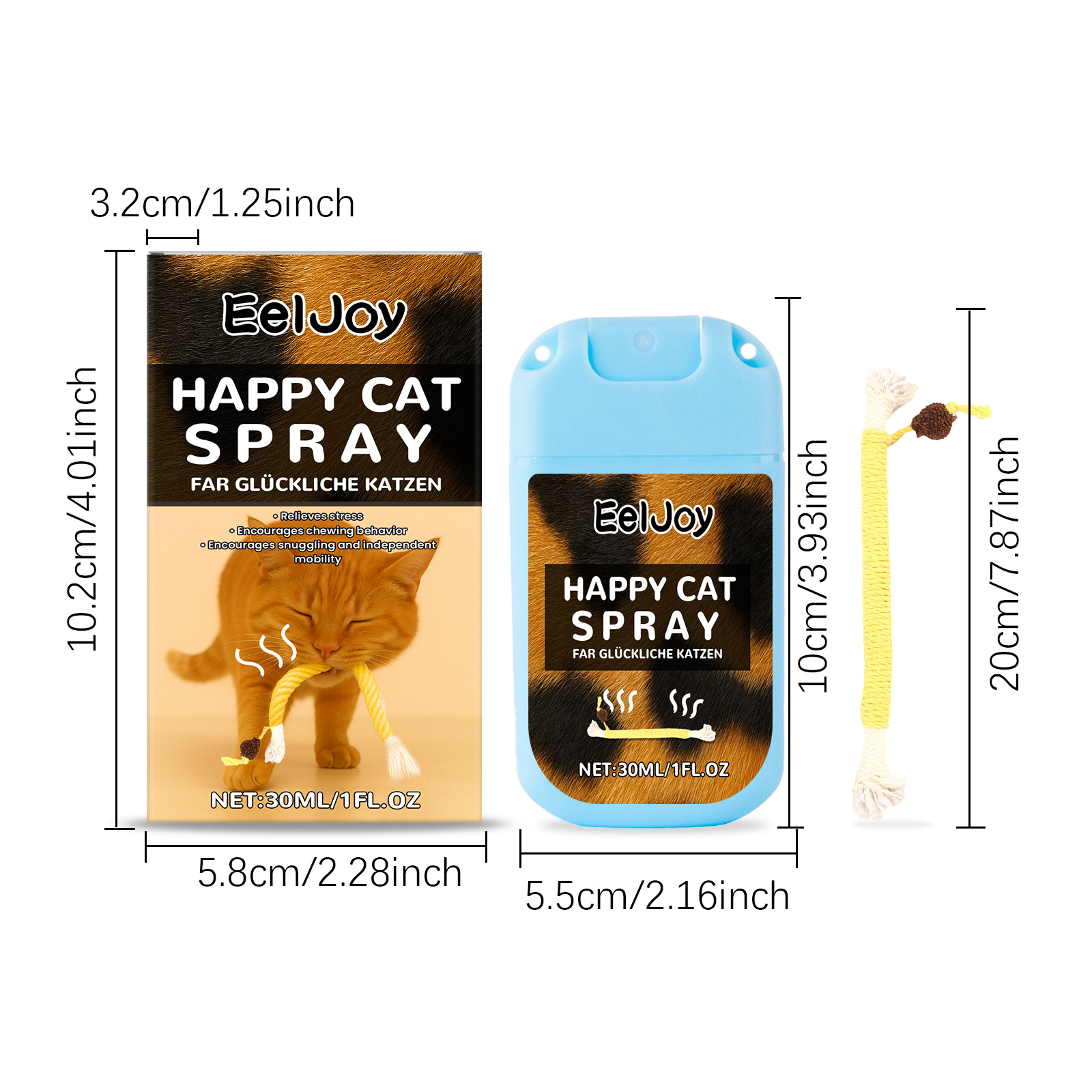 EelJoy catnip spray, long-lasting fragrance, chewing rope, scratch-resistant, increases pet power, amusing mint