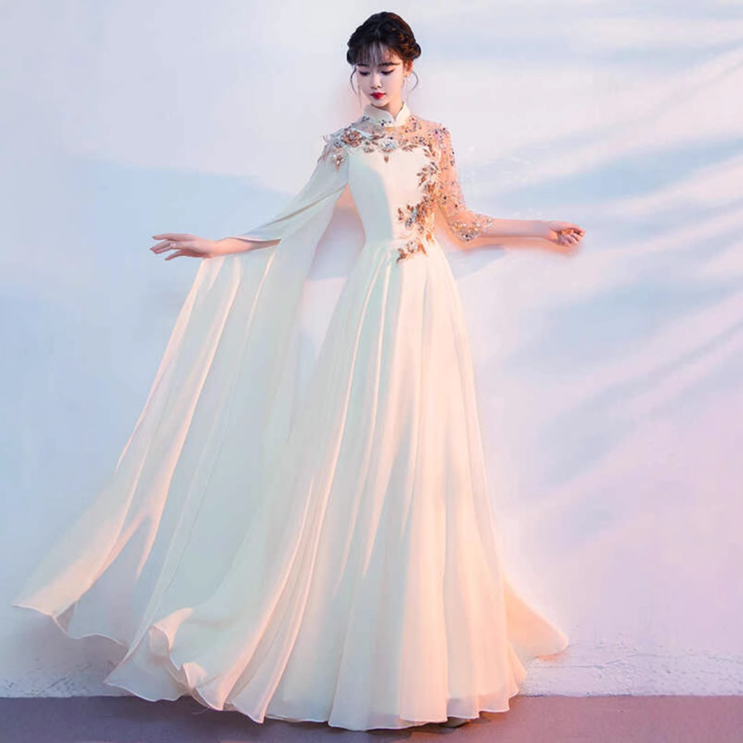 New choir performance clothing, folk music performance, guzheng performance, high-end evening dress, banquet host etiquette long dress