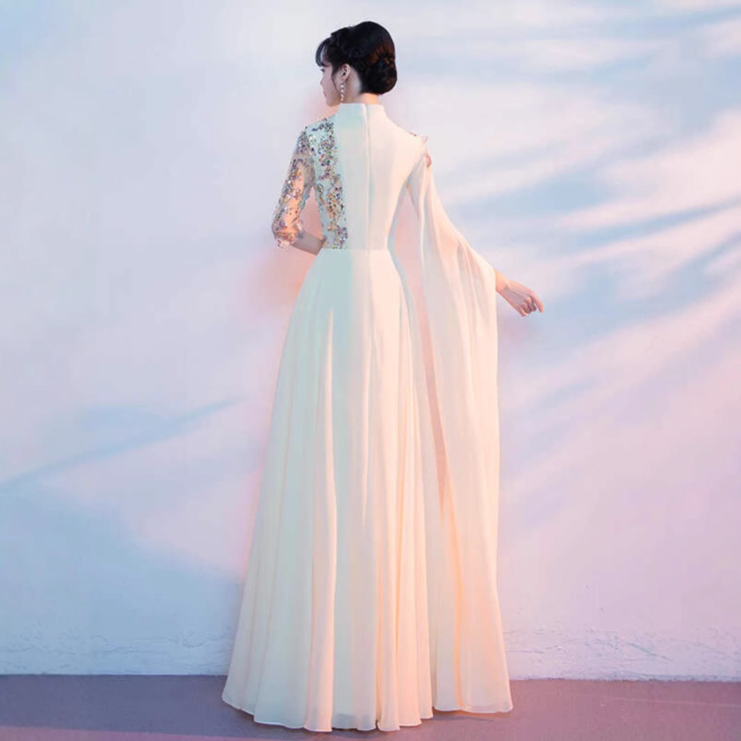 New choir performance clothing, folk music performance, guzheng performance, high-end evening dress, banquet host etiquette long dress