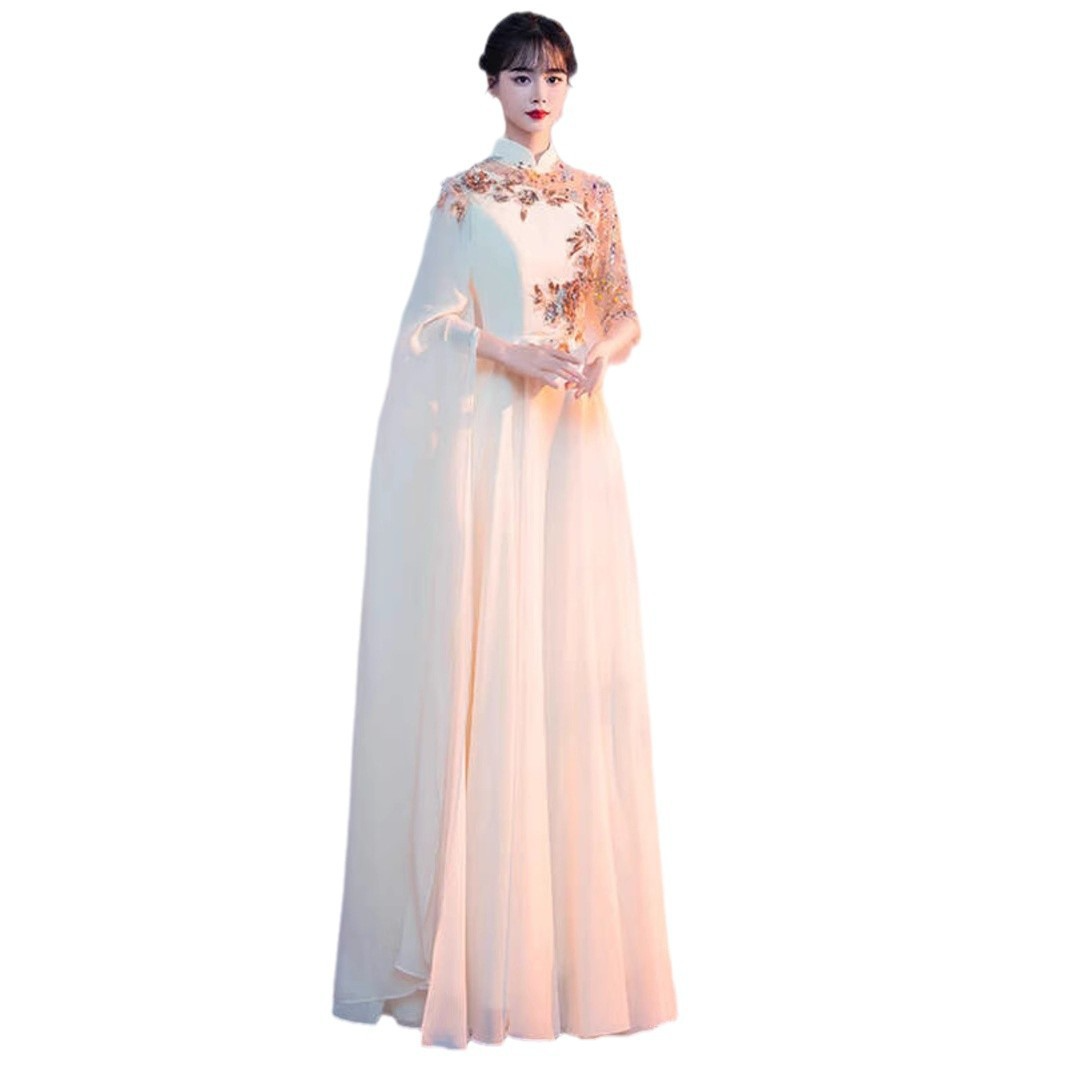 New choir performance clothing, folk music performance, guzheng performance, high-end evening dress, banquet host etiquette long dress