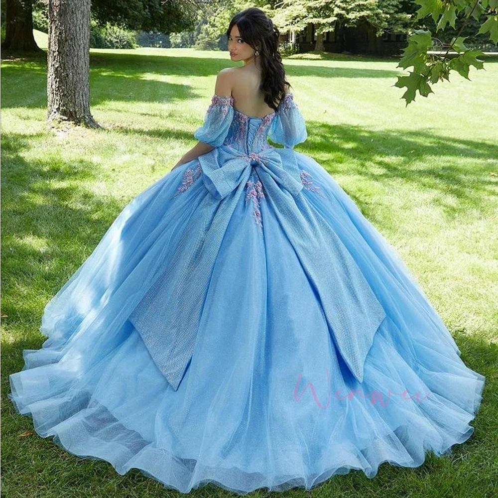 European and American colorful gauze wedding evening dress one-shoulder three-dimensional appliqué birthday party adult dress puffy gauze princess dress
