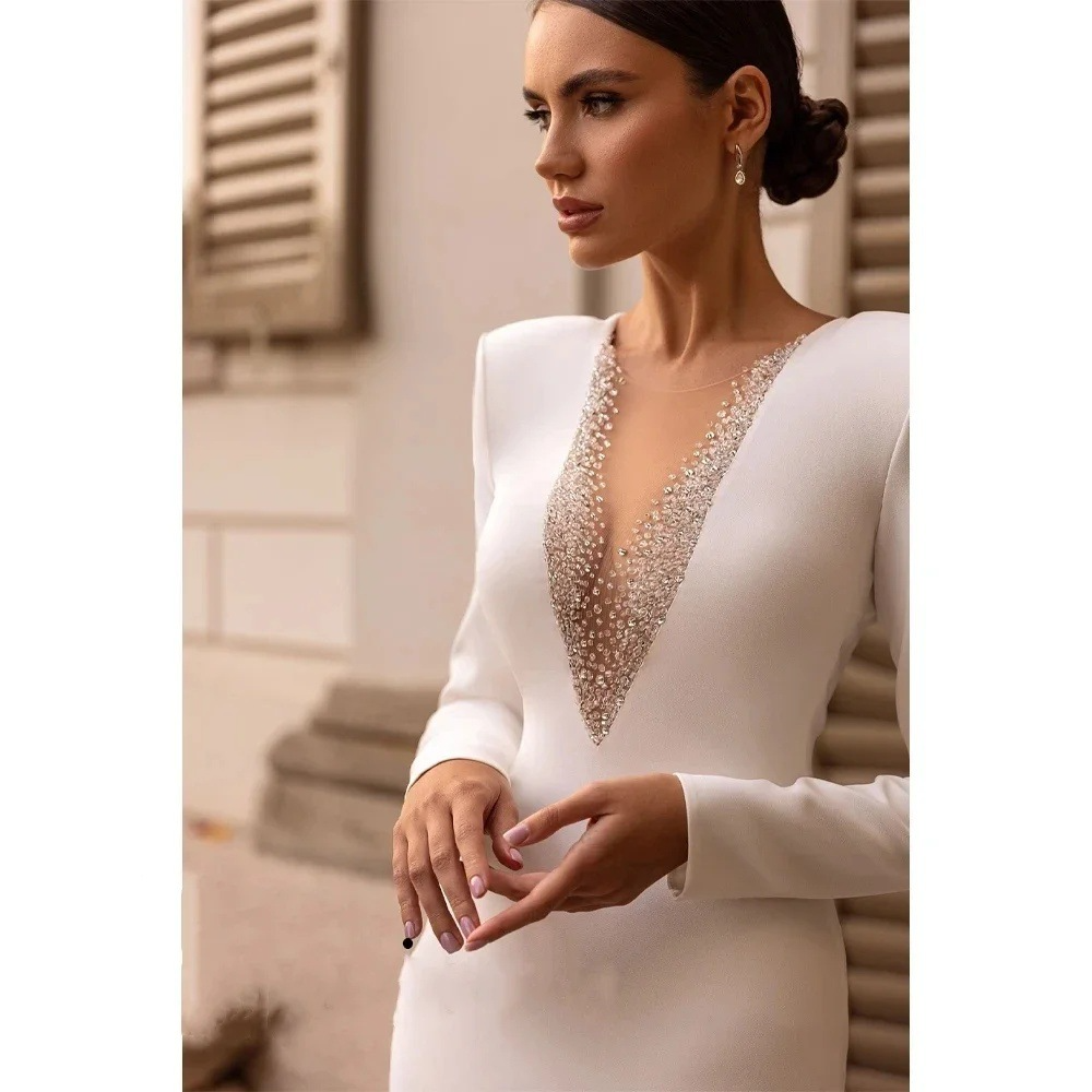 Wedding dress bride fashion host evening dress party dinner long dress tail dress