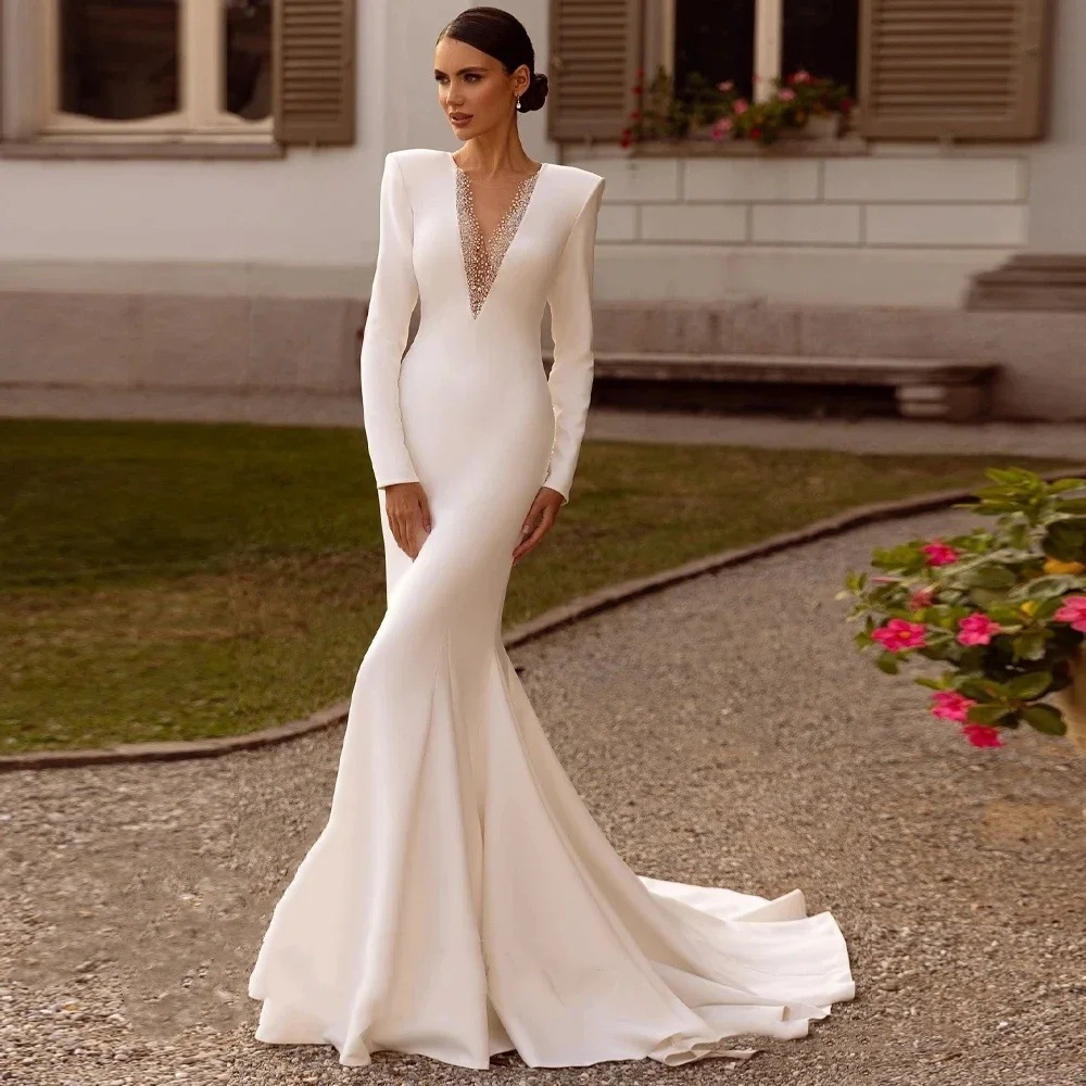 Wedding dress bride fashion host evening dress party dinner long dress tail dress