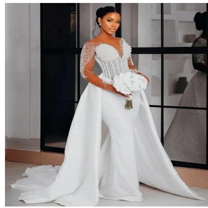 European and American wedding dress sexy suspender V-neck dress wedding dress evening dress