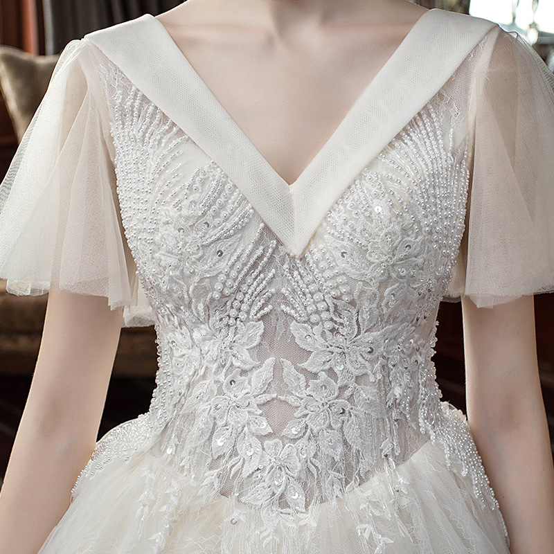 Main wedding dress for women new style bride one shoulder trailing forest style super fairy fantasy starry sky princess light wedding dress