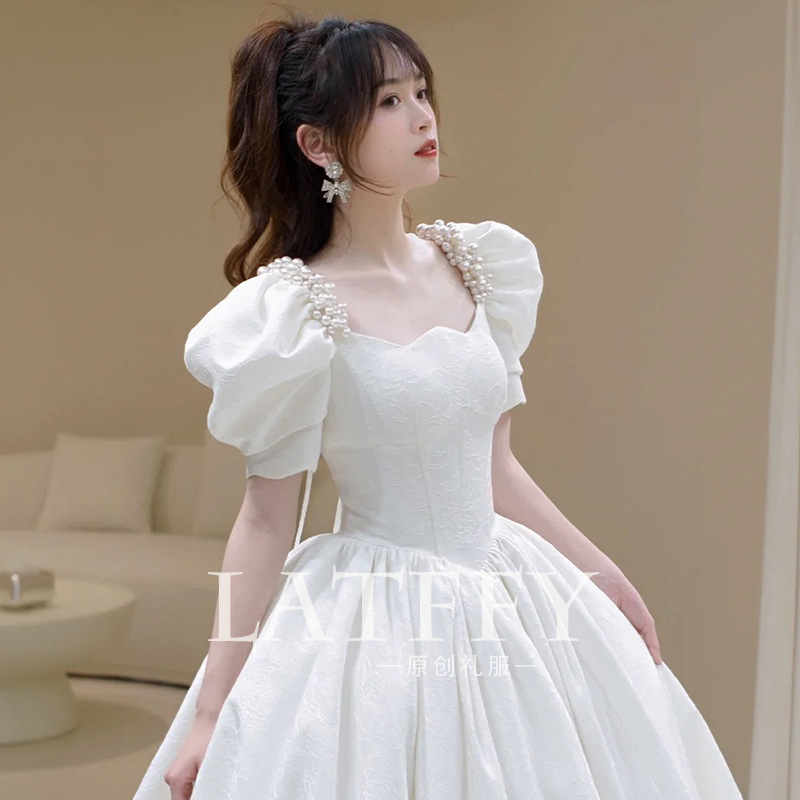 White engagement evening dress for women new niche adult ceremony princess toast tutu skirt banquet host