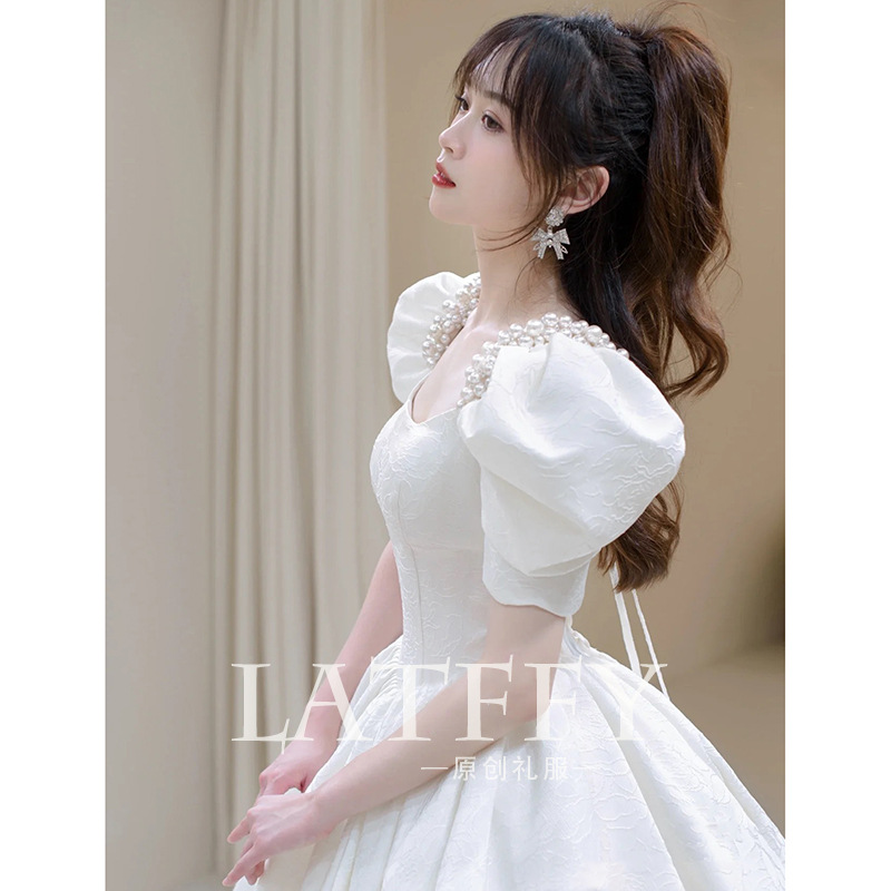 White engagement evening dress for women new niche adult ceremony princess toast tutu skirt banquet host