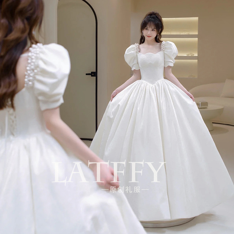 White engagement evening dress for women new niche adult ceremony princess toast tutu skirt banquet host