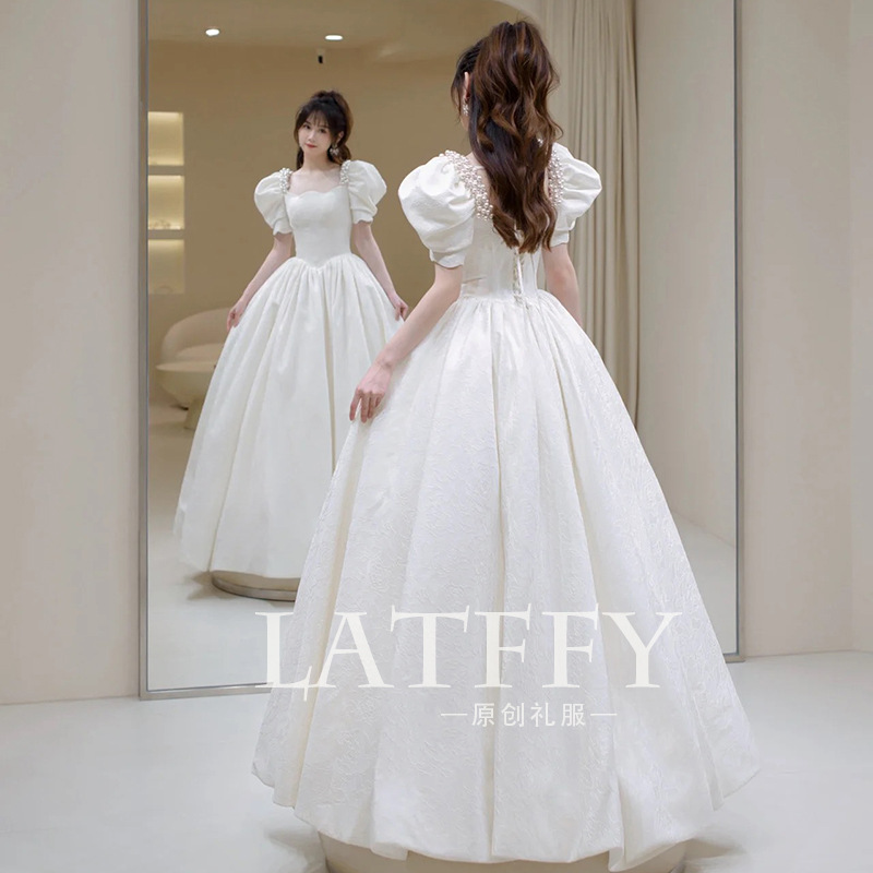 White engagement evening dress for women new niche adult ceremony princess toast tutu skirt banquet host