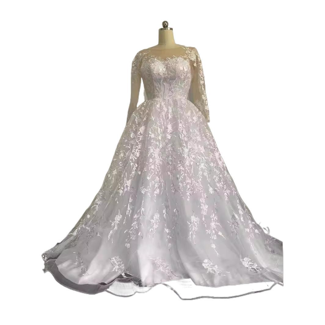 Wedding dress new style bridal main yarn French high quality lace dress trailing welcome yarn