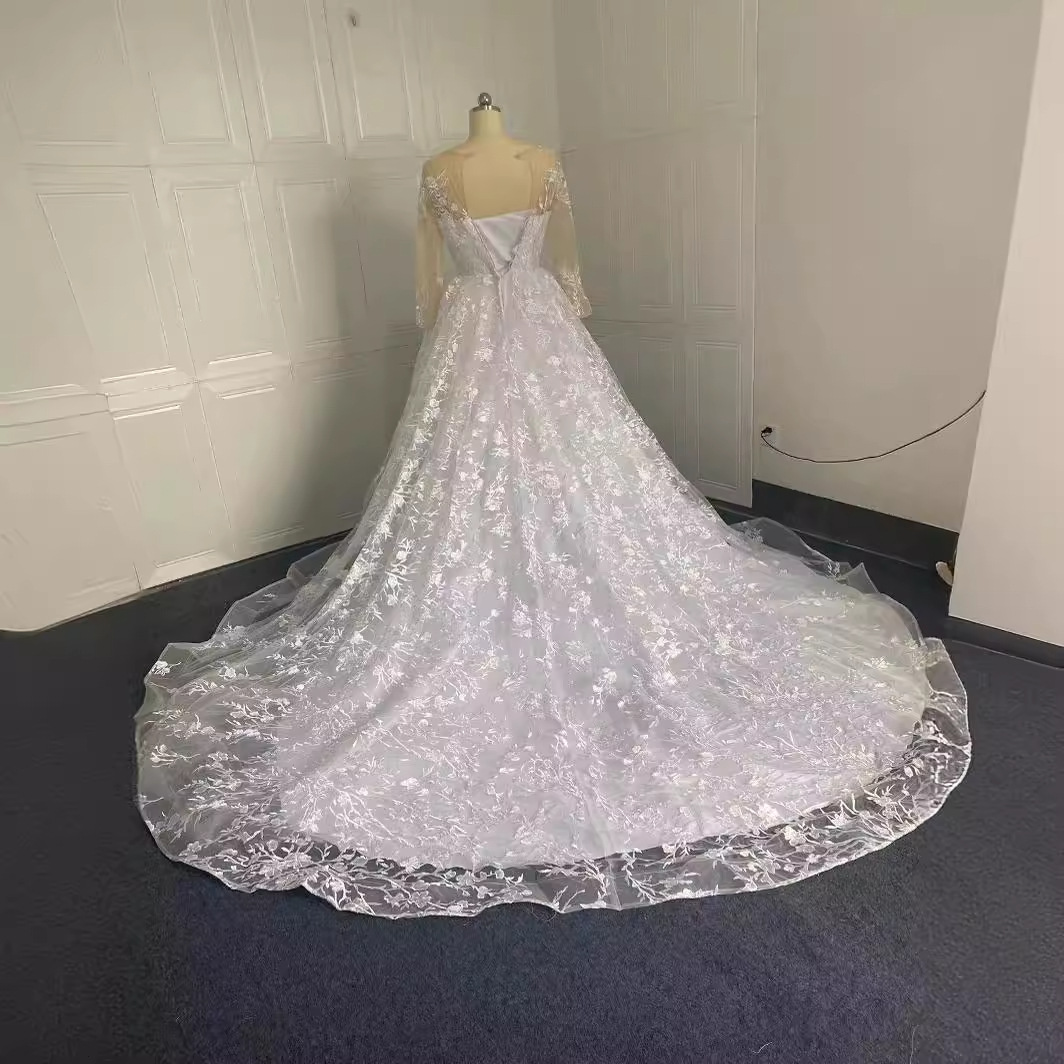 Wedding dress new style bridal main yarn French high quality lace dress trailing welcome yarn