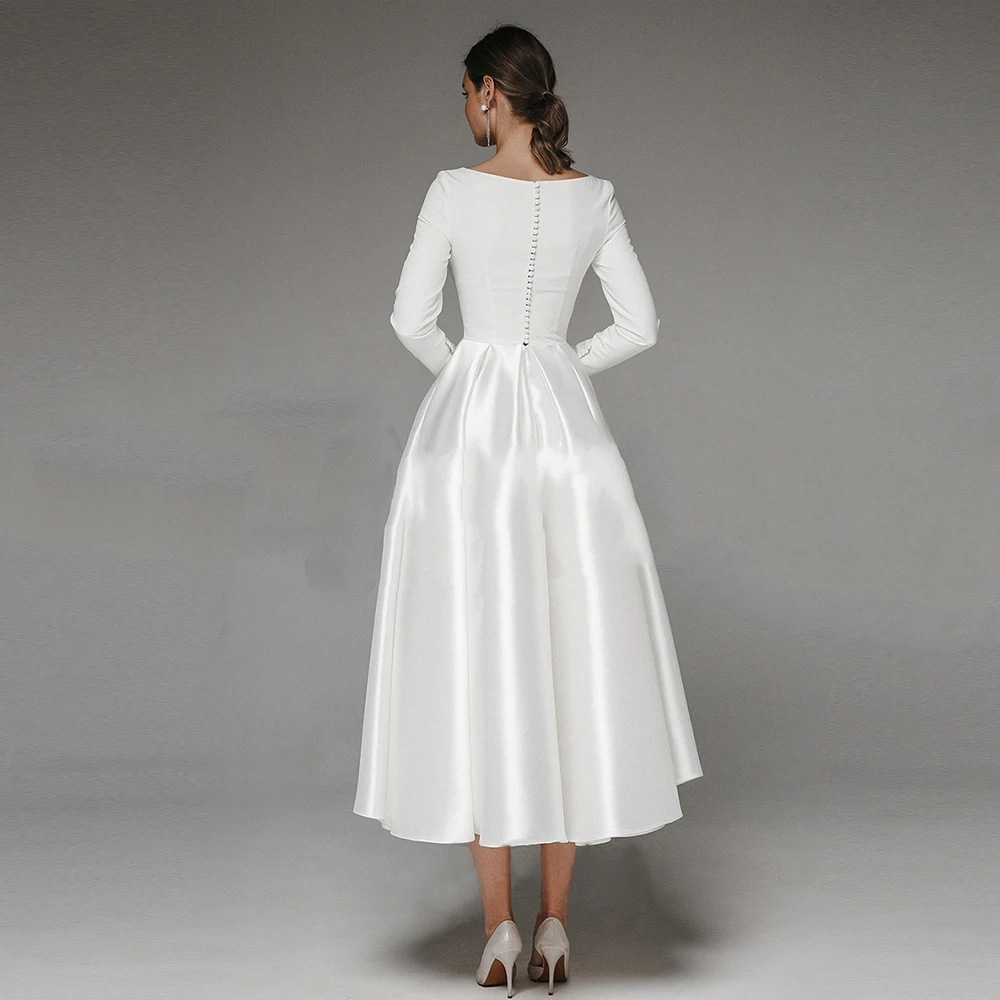 European and American temperament evening dress for women new banquet white simple long-sleeved travel photography forest dress