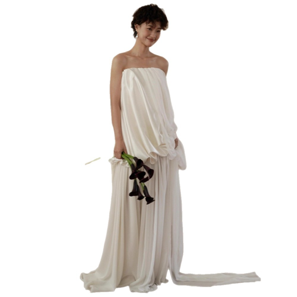 Dressing gown bride female bride engagement banquet evening dress French simple elegant elegant adult ceremony banquet evening dress