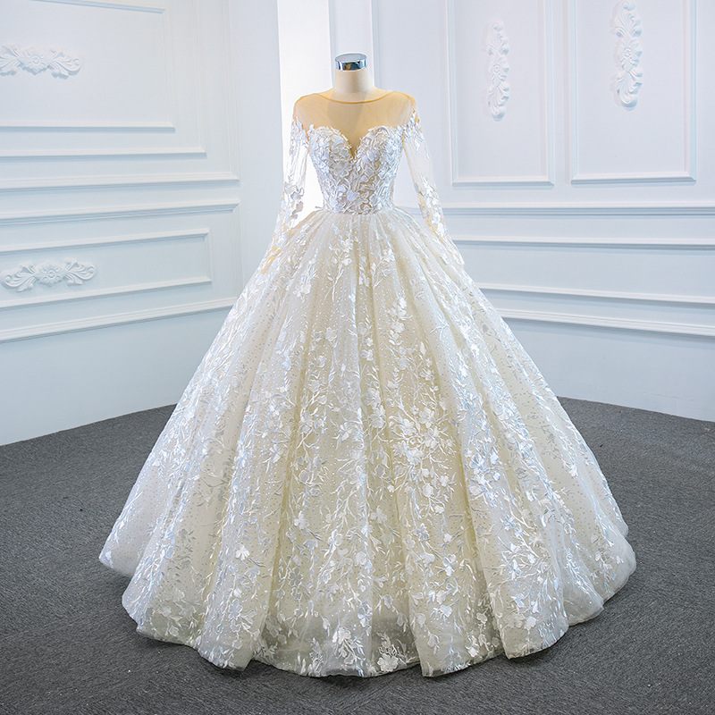 Wedding dress new style bride super fairy dream going out veil long-sleeved puff skirt travel photo shoot light wedding dress