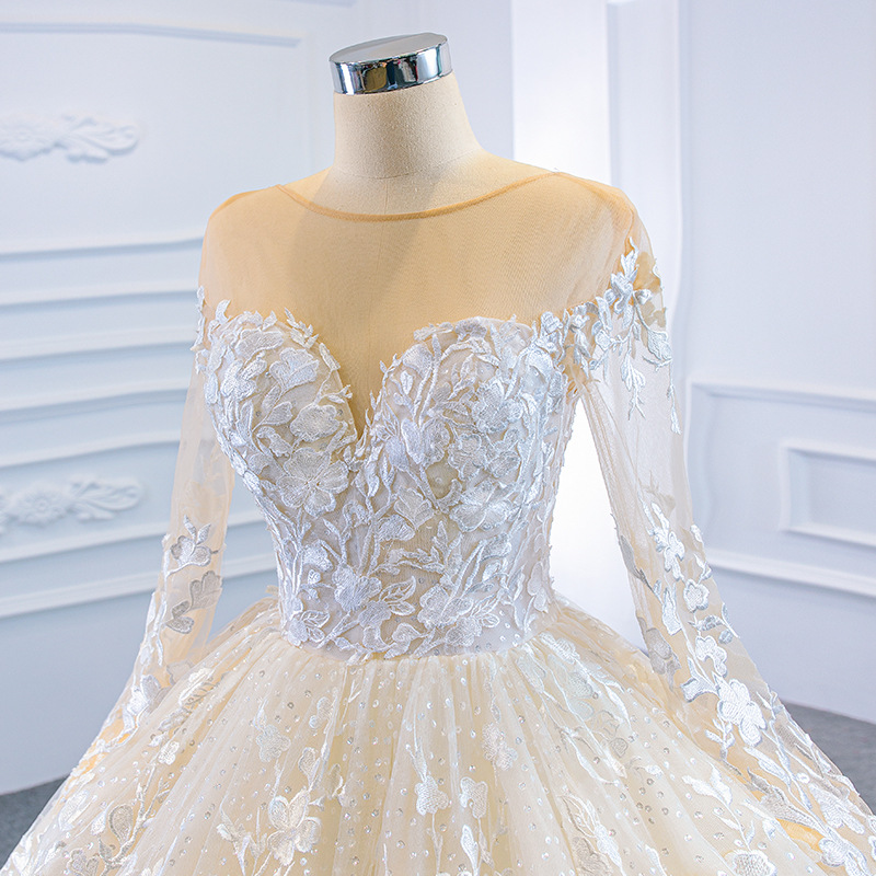 Wedding dress new style bride super fairy dream going out veil long-sleeved puff skirt travel photo shoot light wedding dress