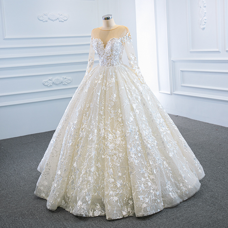 Wedding dress new style bride super fairy dream going out veil long-sleeved puff skirt travel photo shoot light wedding dress