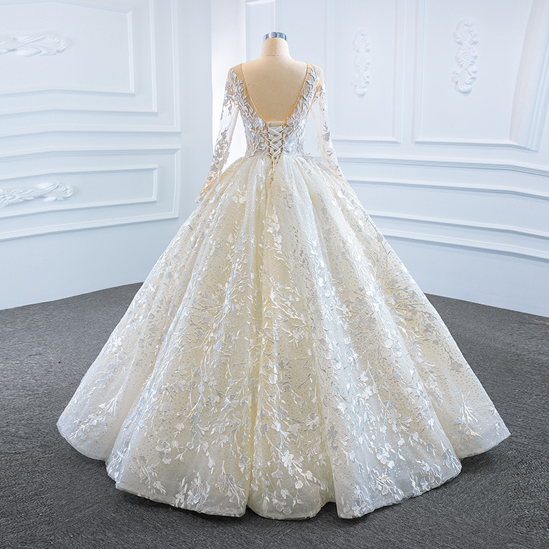 Wedding dress new style bride super fairy dream going out veil long-sleeved puff skirt travel photo shoot light wedding dress