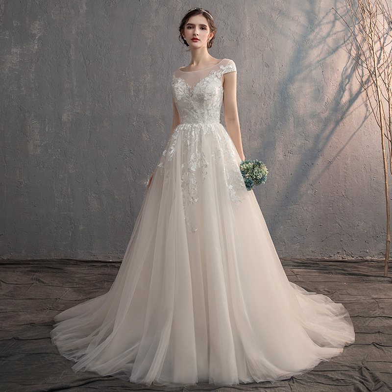 Main wedding dress new bride female simple forest style starry sky French small tail light wedding dress