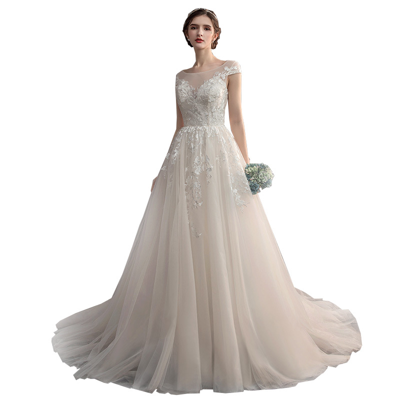 Main wedding dress new bride female simple forest style starry sky French small tail light wedding dress