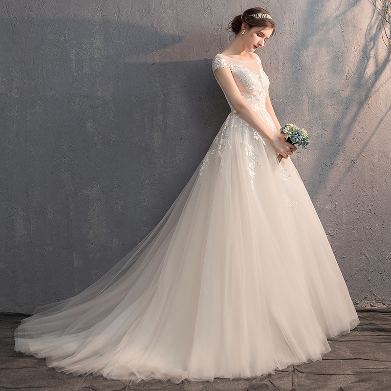 Main wedding dress new bride female simple forest style starry sky French small tail light wedding dress