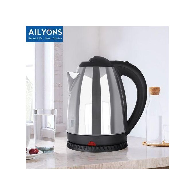 AILYONS FK-0301 Stainless Steel 2.0L Electric Kettle-Black – 1500W Rapid Boil Cordless Kettle with Auto Shut-Off, Boil-Dry Protection & Illuminated Indicator for Home & Office Use