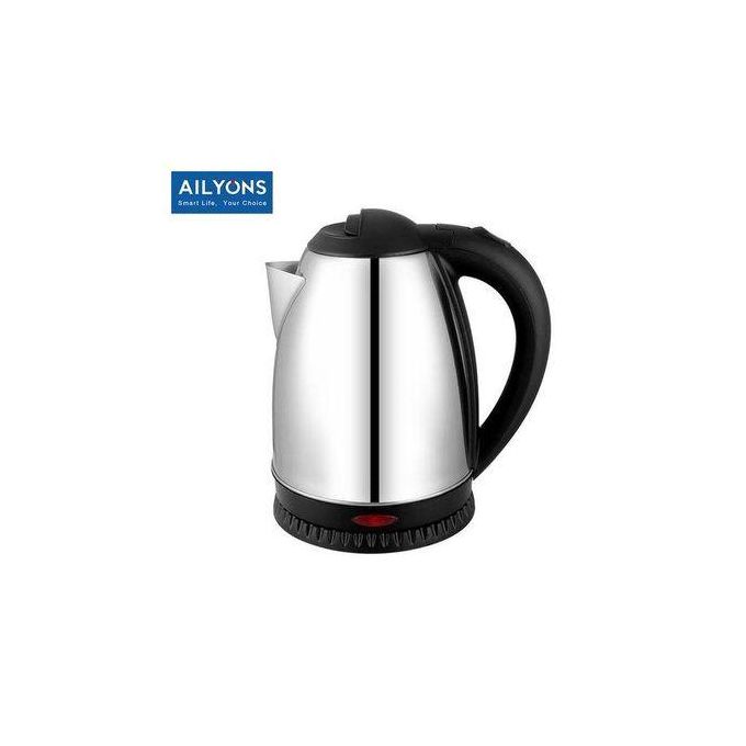 AILYONS FK-0301 Stainless Steel 2.0L Electric Kettle-Black – 1500W Rapid Boil Cordless Kettle with Auto Shut-Off, Boil-Dry Protection & Illuminated Indicator for Home & Office Use