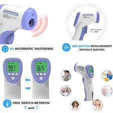 Medical Infrared Forehead Thermometer Thermogun – Non-Contact Fast Digital Temperature Reader with 3-Color Backlit LCD, 32-Data Memory & Fever Alarm for Home & Clinical Use