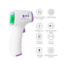 Medical Infrared Forehead Thermometer Thermogun – Non-Contact Fast Digital Temperature Reader with 3-Color Backlit LCD, 32-Data Memory & Fever Alarm for Home & Clinical Use