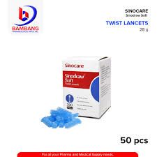 Sinocare Sinodraw Soft Disposable Blood Lancets – 28G Sterile Safety Lancets for Glucometer Testing, 50 Pieces per Box for Diabetes Blood Sugar Monitoring