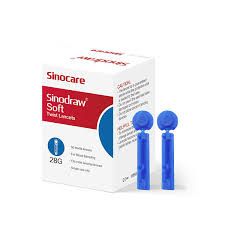 Sinocare Sinodraw Soft Disposable Blood Lancets – 28G Sterile Safety Lancets for Glucometer Testing, 50 Pieces per Box for Diabetes Blood Sugar Monitoring