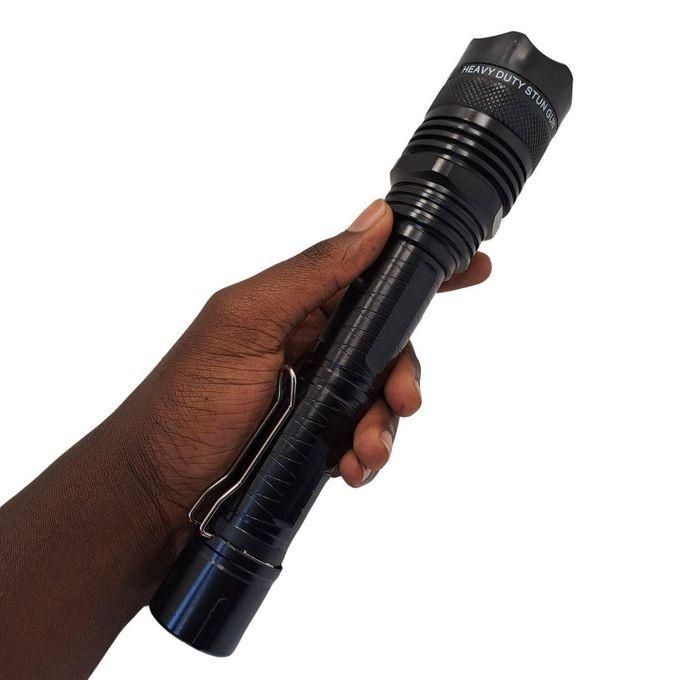 1108 Rechargeable Self Defense Security Torch – 12000kV Stun Gun Flashlight with CREE LED & Laser Pointer – 3-in-1 Tactical Torch with Holster